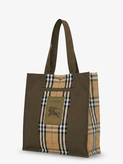 Tote Trench Check canvas shoulder bag with suede logo label on the front thumbnail