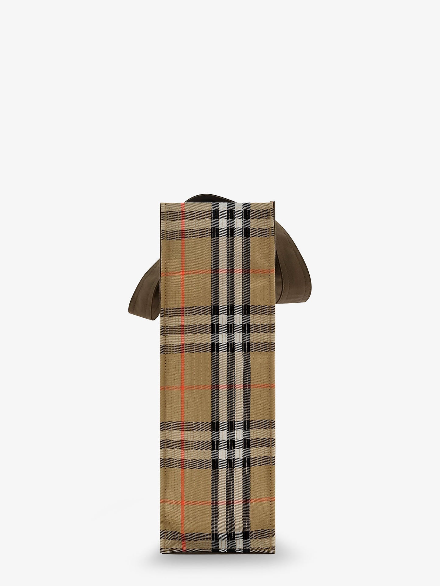 Tote Trench Check canvas shoulder bag with suede logo label on the front