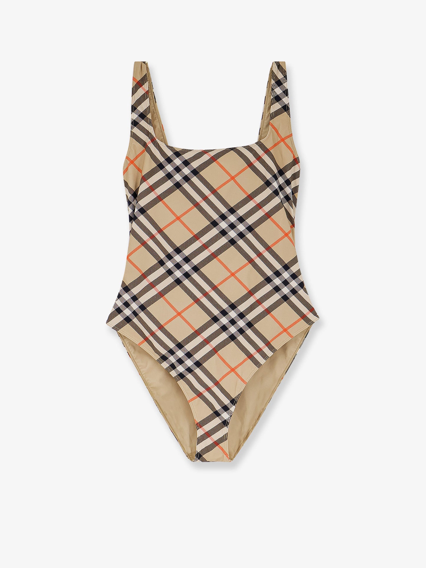 Nylon one-piece swimsuit with check print