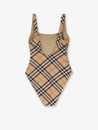 Nylon one-piece swimsuit with check print thumbnail
