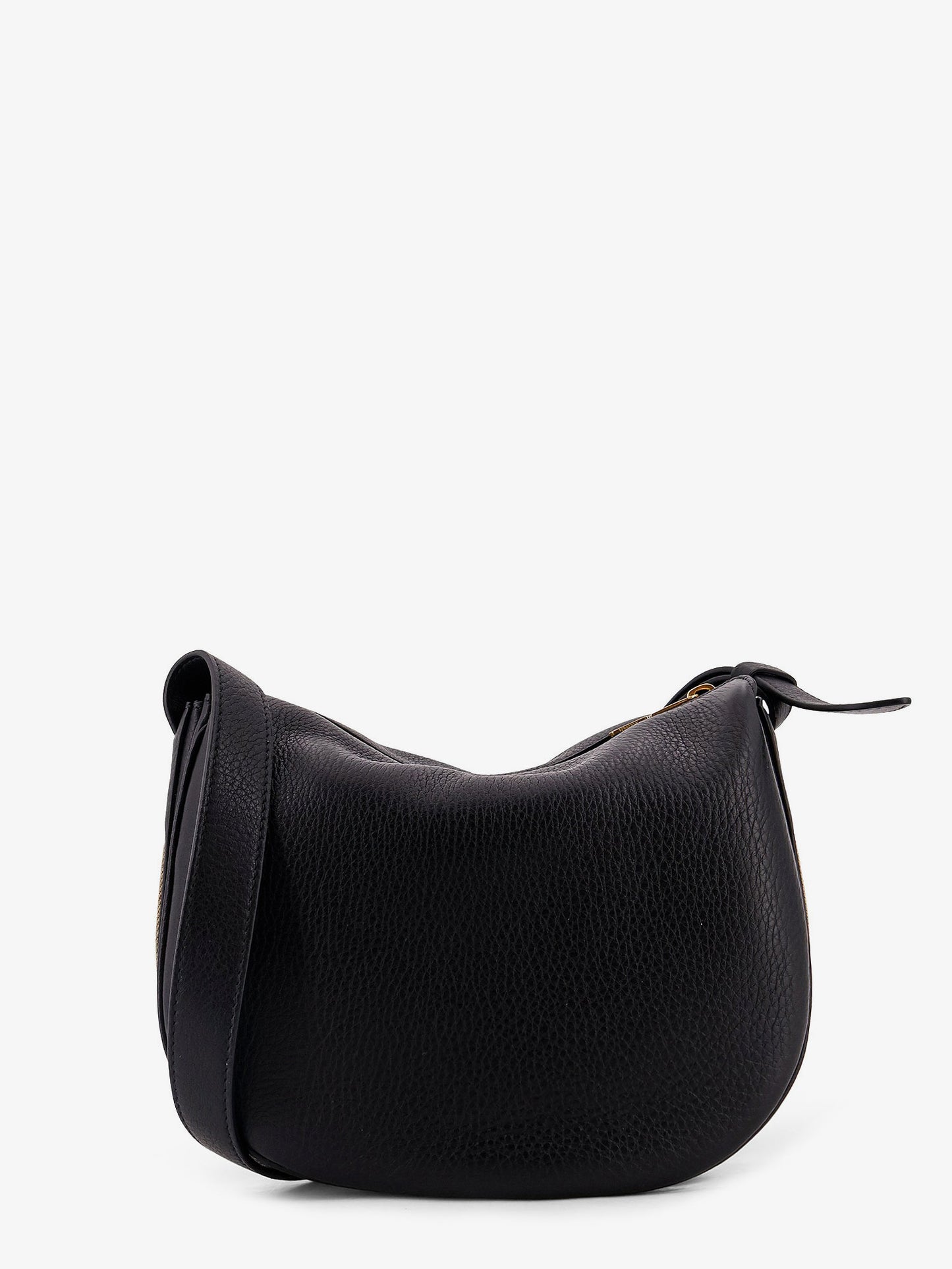 Hammered leather crossbody bag with logo patch