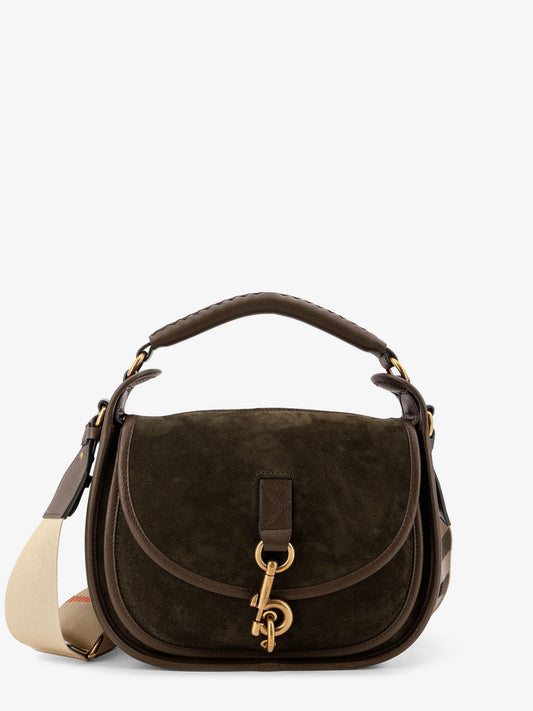 Messenger B Clip suede crossbody bag