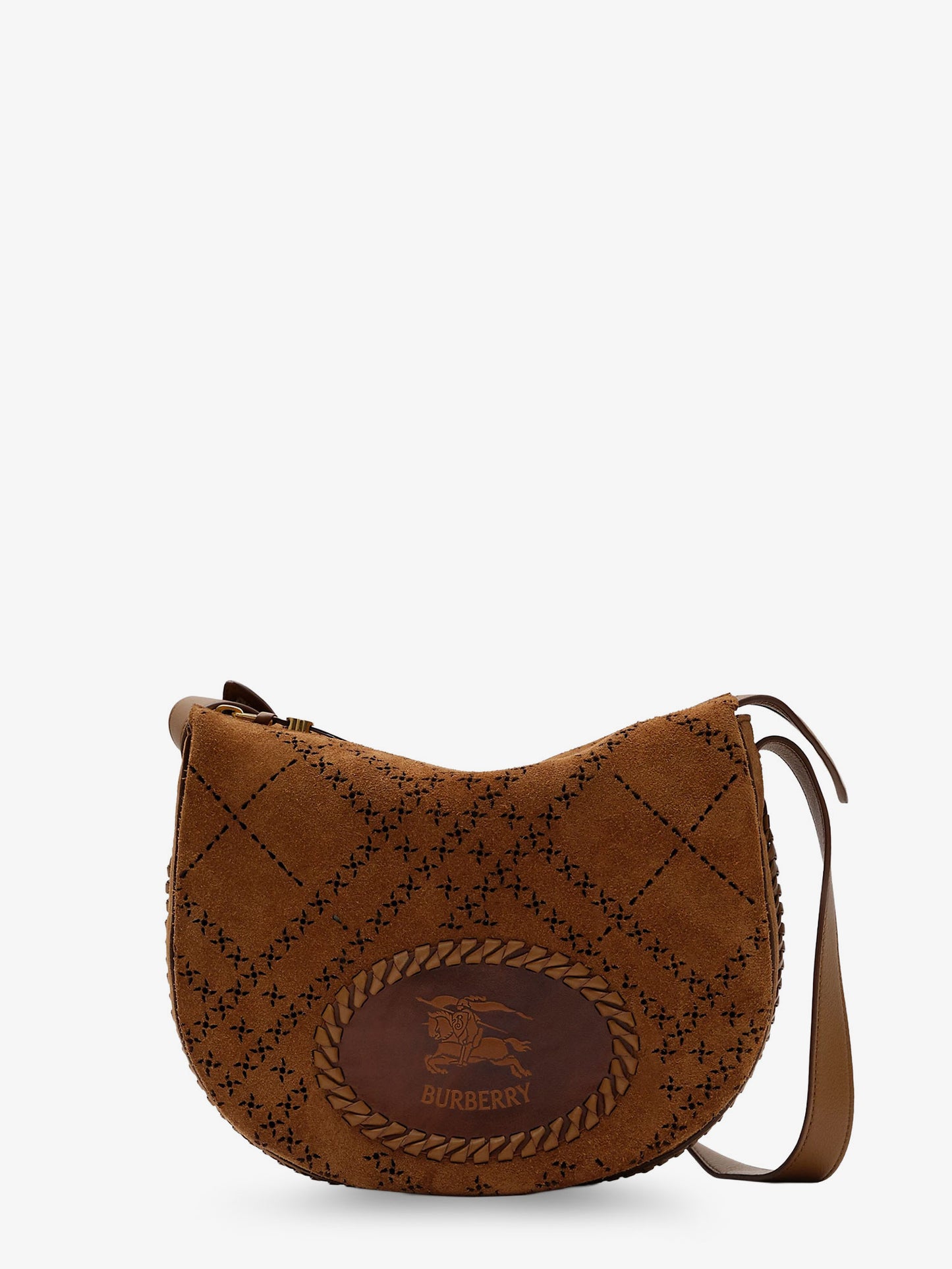 Tavistock suede crossbody bag with perforated pattern