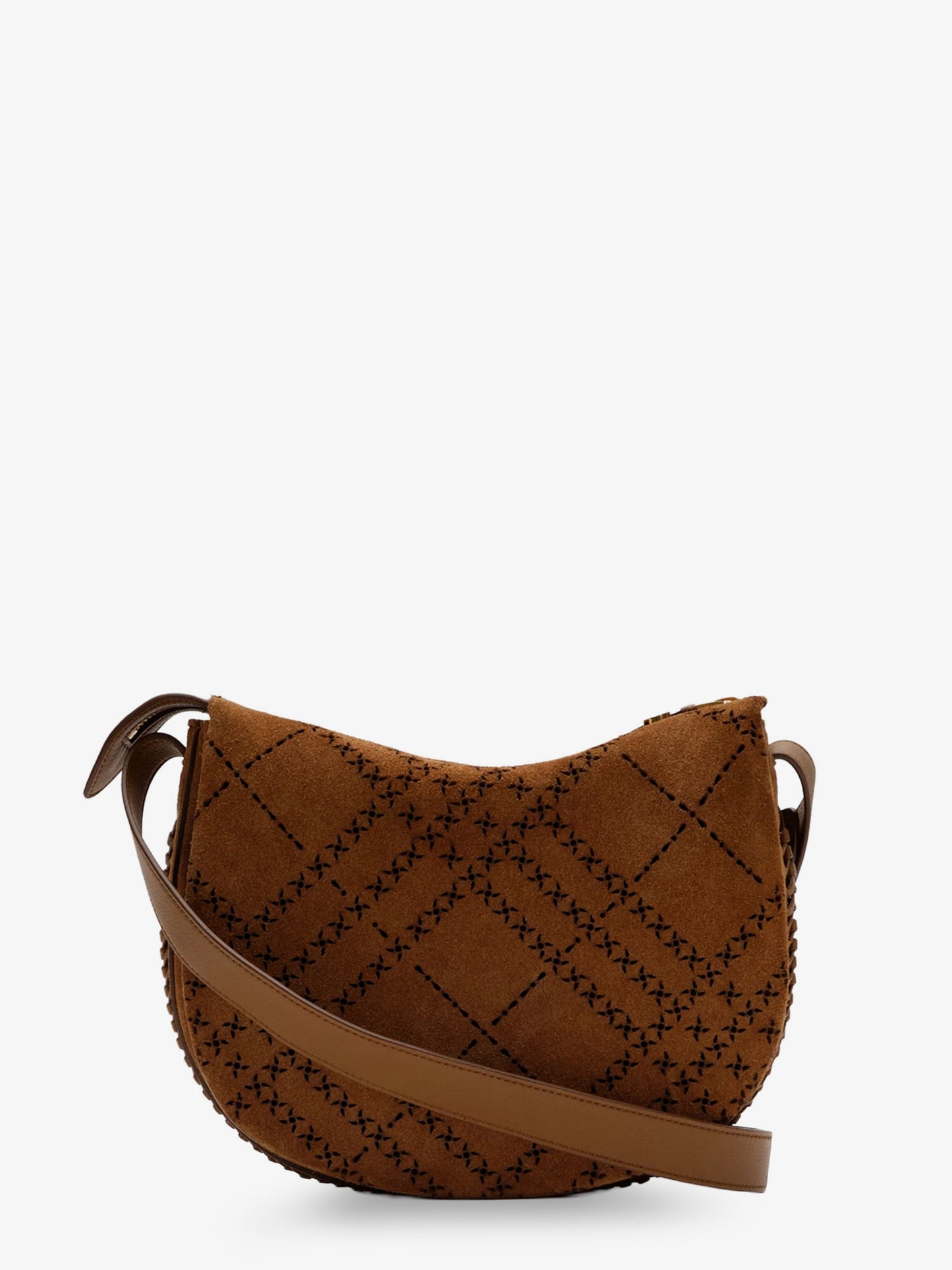 Tavistock suede crossbody bag with perforated pattern