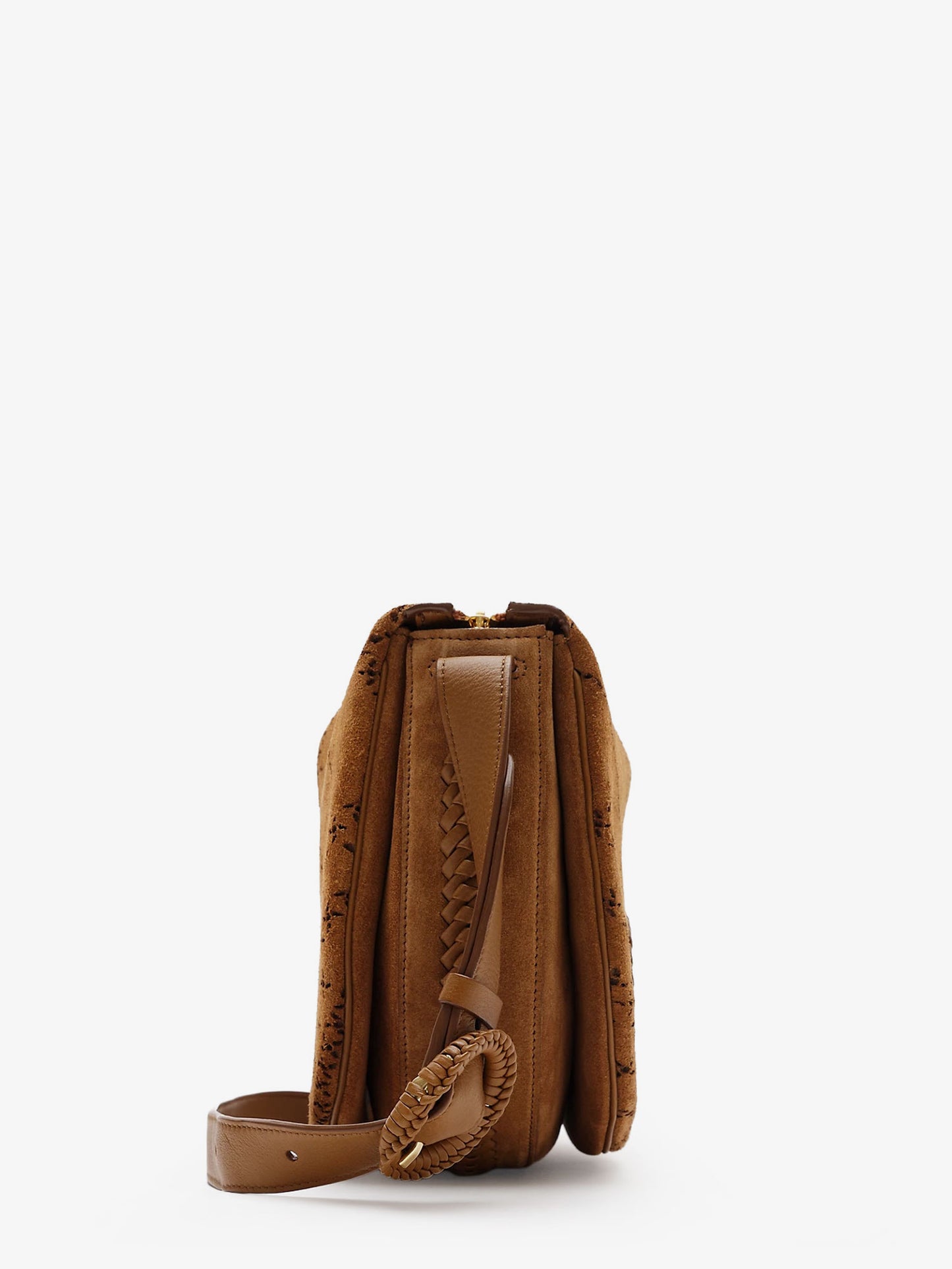 Tavistock suede crossbody bag with perforated pattern