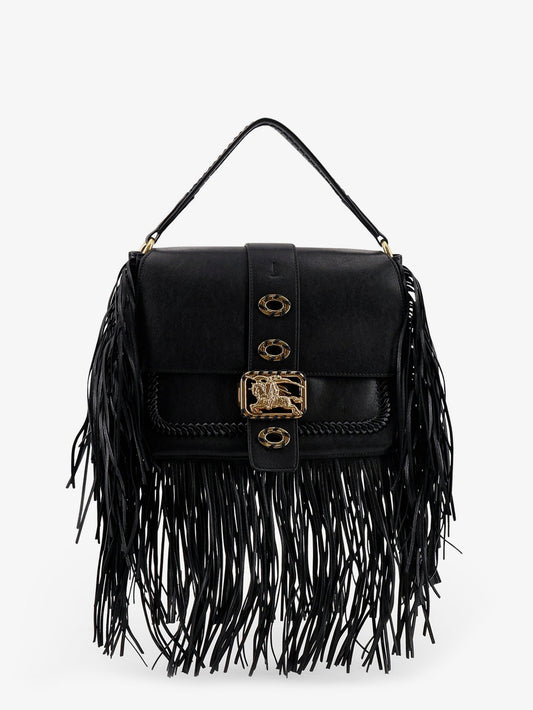 Rider leather shoulder bag with fringed edges
