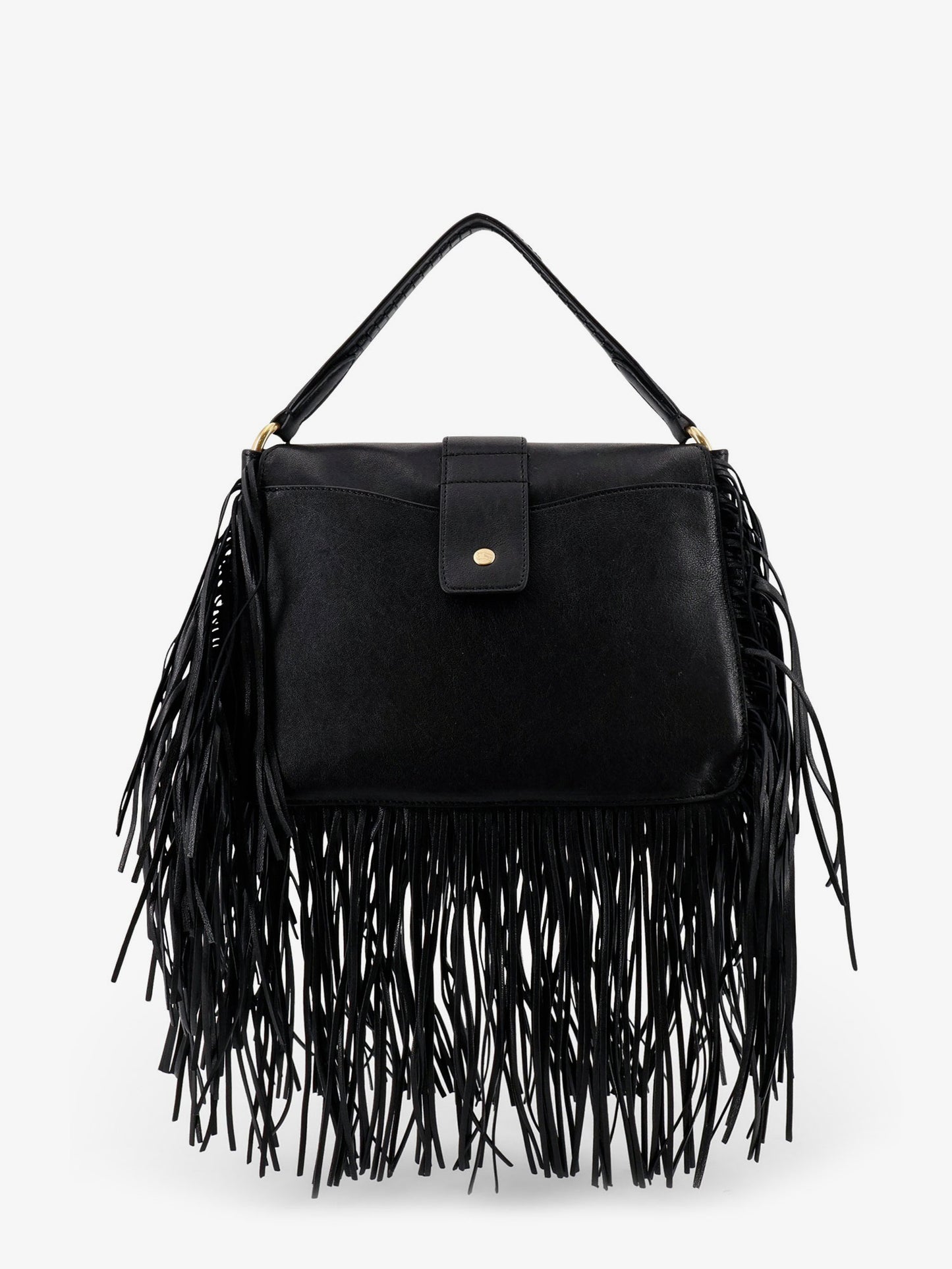 Rider leather shoulder bag with fringed edges