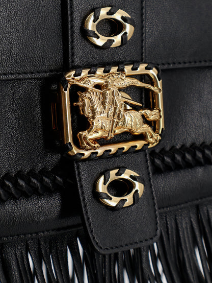 Rider leather shoulder bag with fringed edges thumbnail