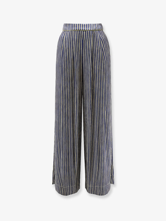 Multicolor viscose and rayon trousers