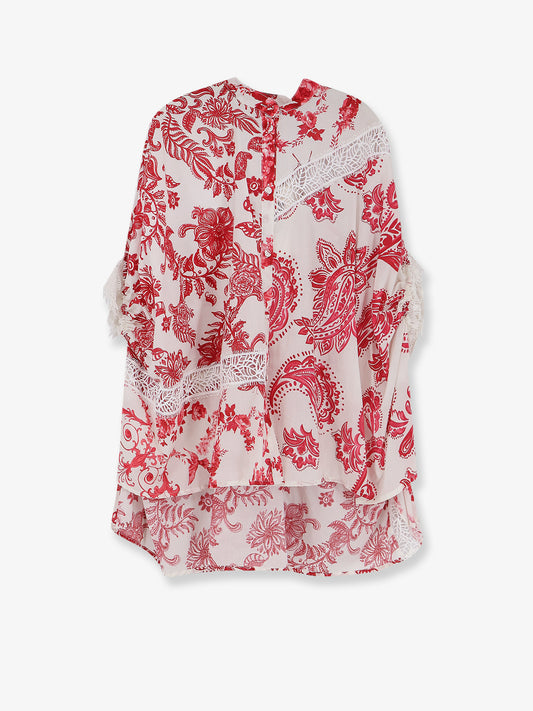 Cotton shirt with lace inserts