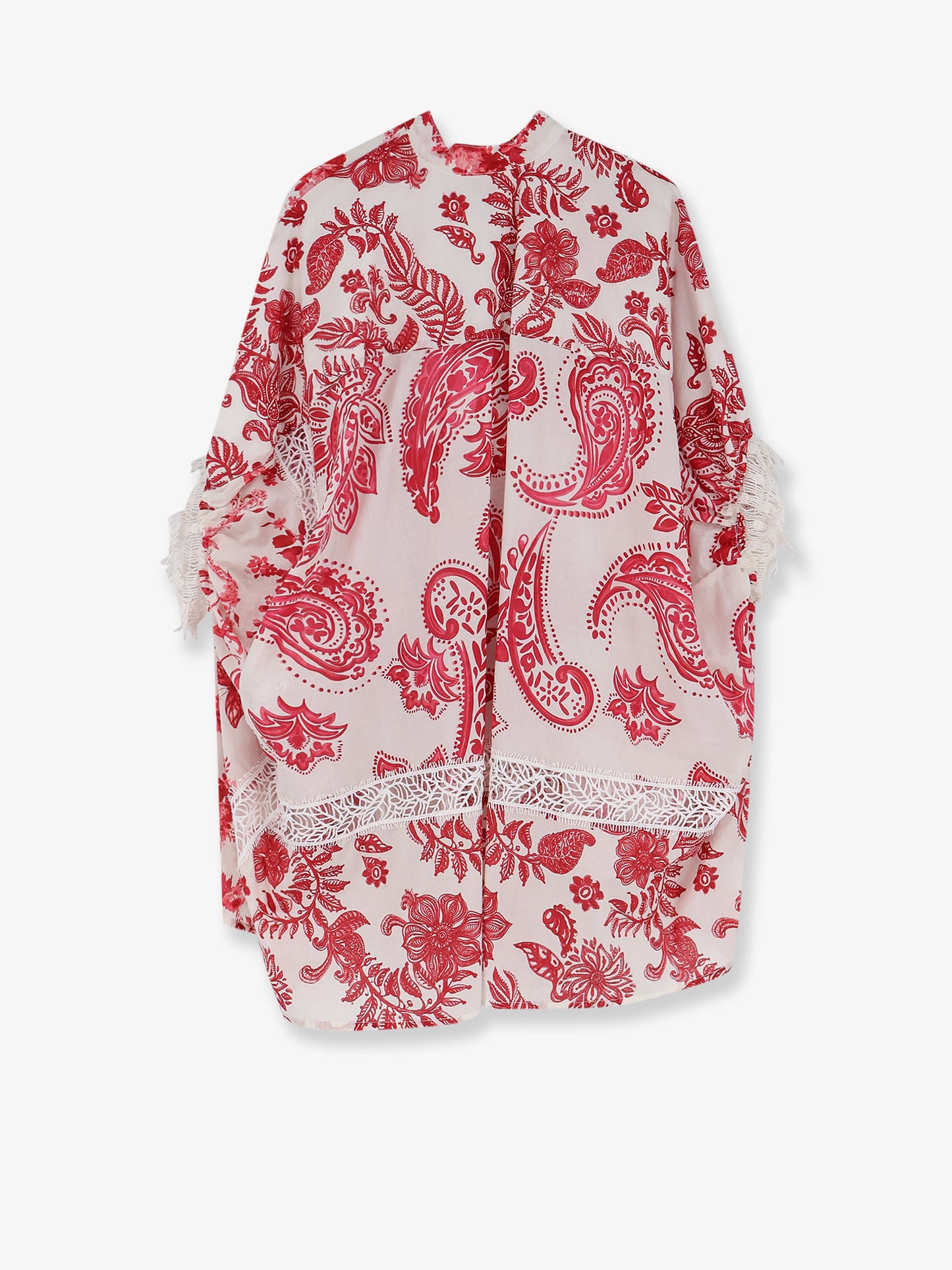 Cotton shirt with lace inserts