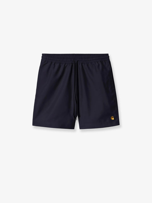 Nylon swim trunks with contrasting embroidered logo