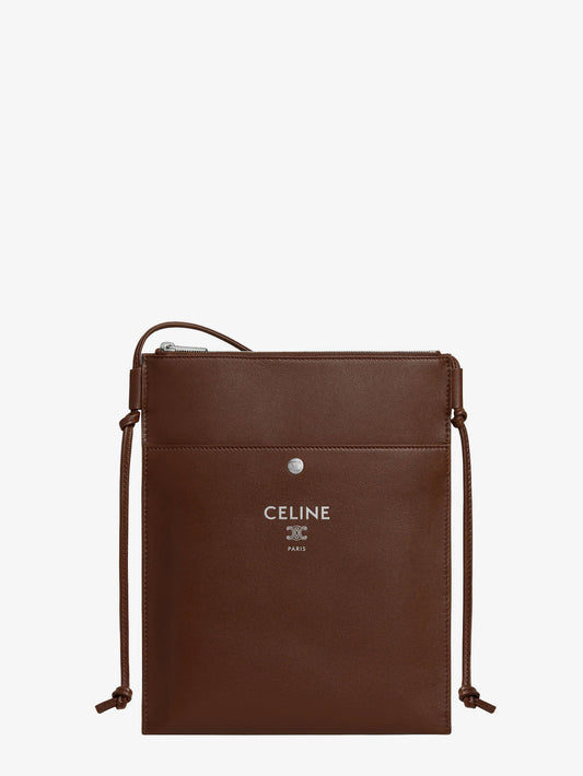 Sharp leather crossbody bag with logo on the front
