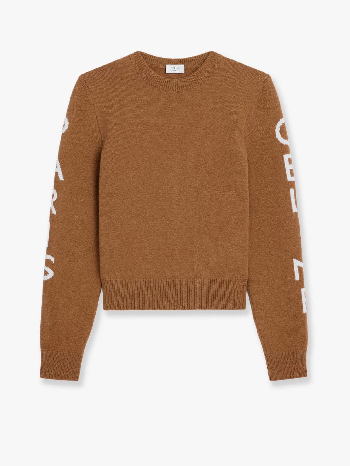Wool sweater with logo inlay