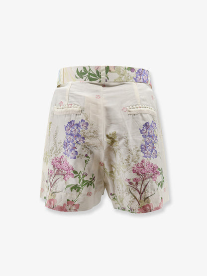 Pansy cotton blend shorts with all-over floral pattern thumbnail