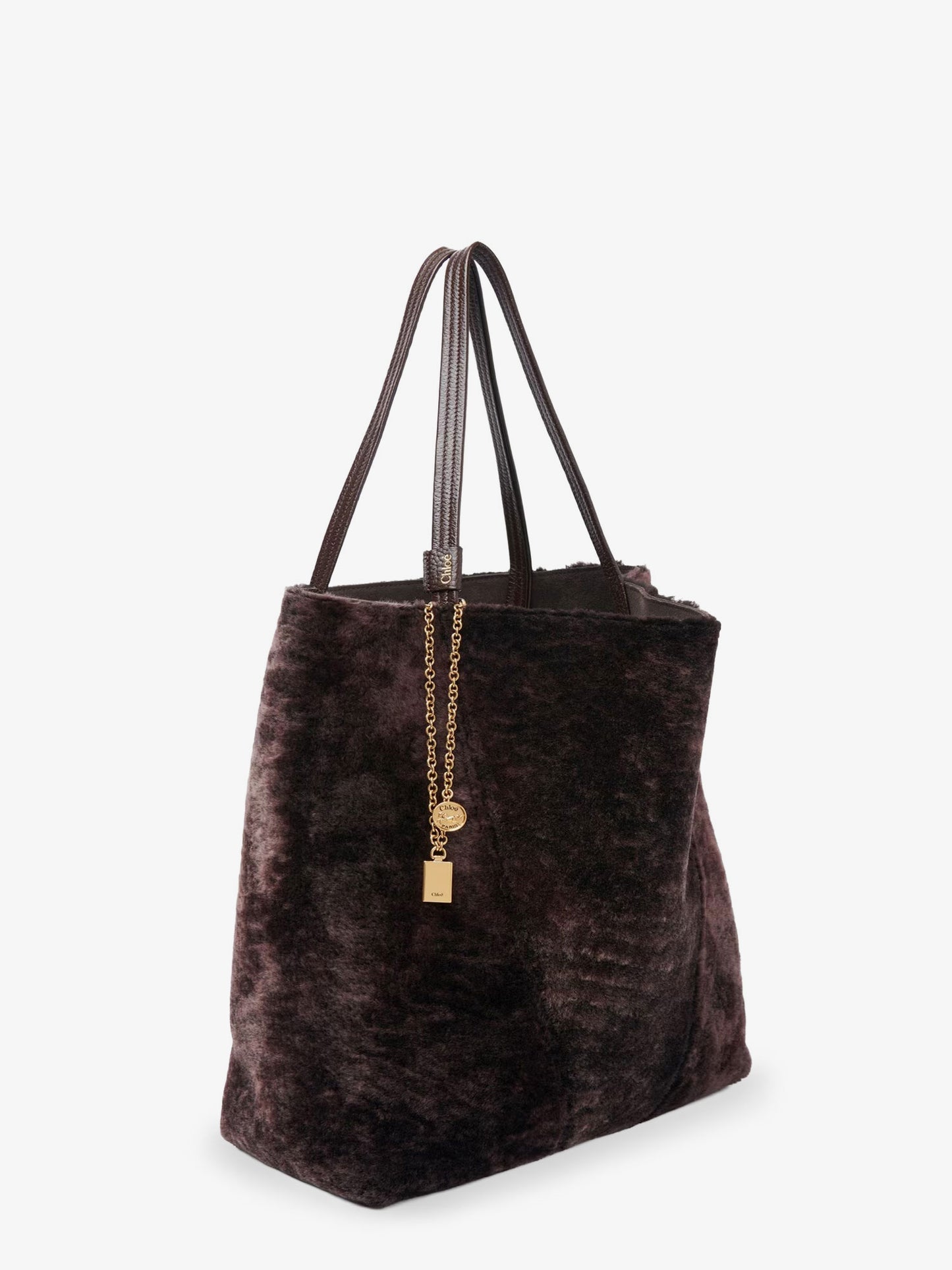 Spin shearling shoulder bag