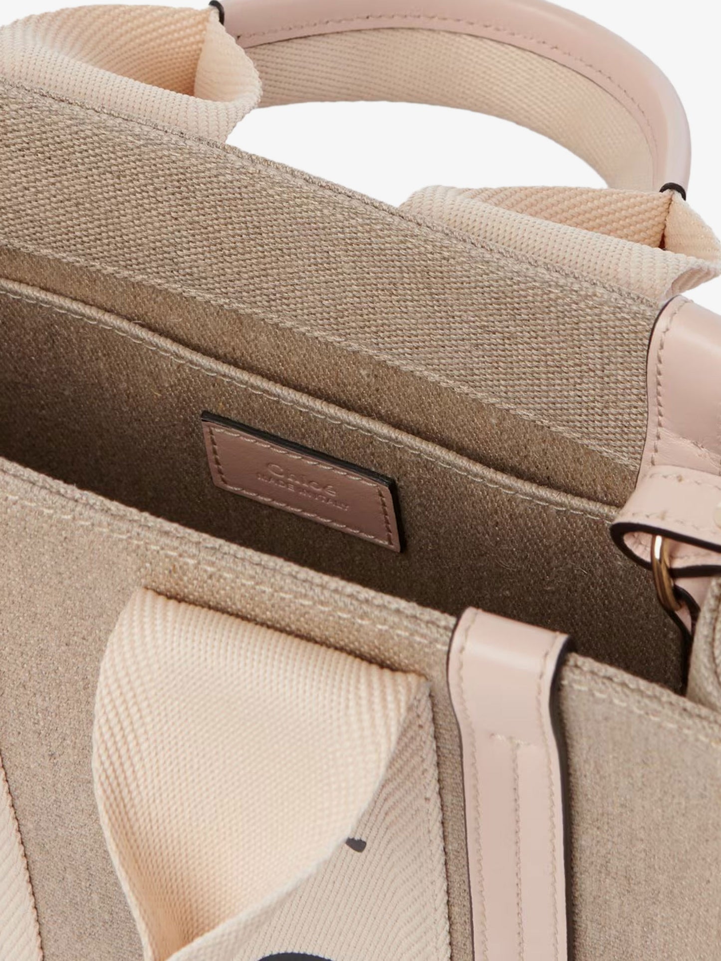 Woody linen and leather Tote Bag
