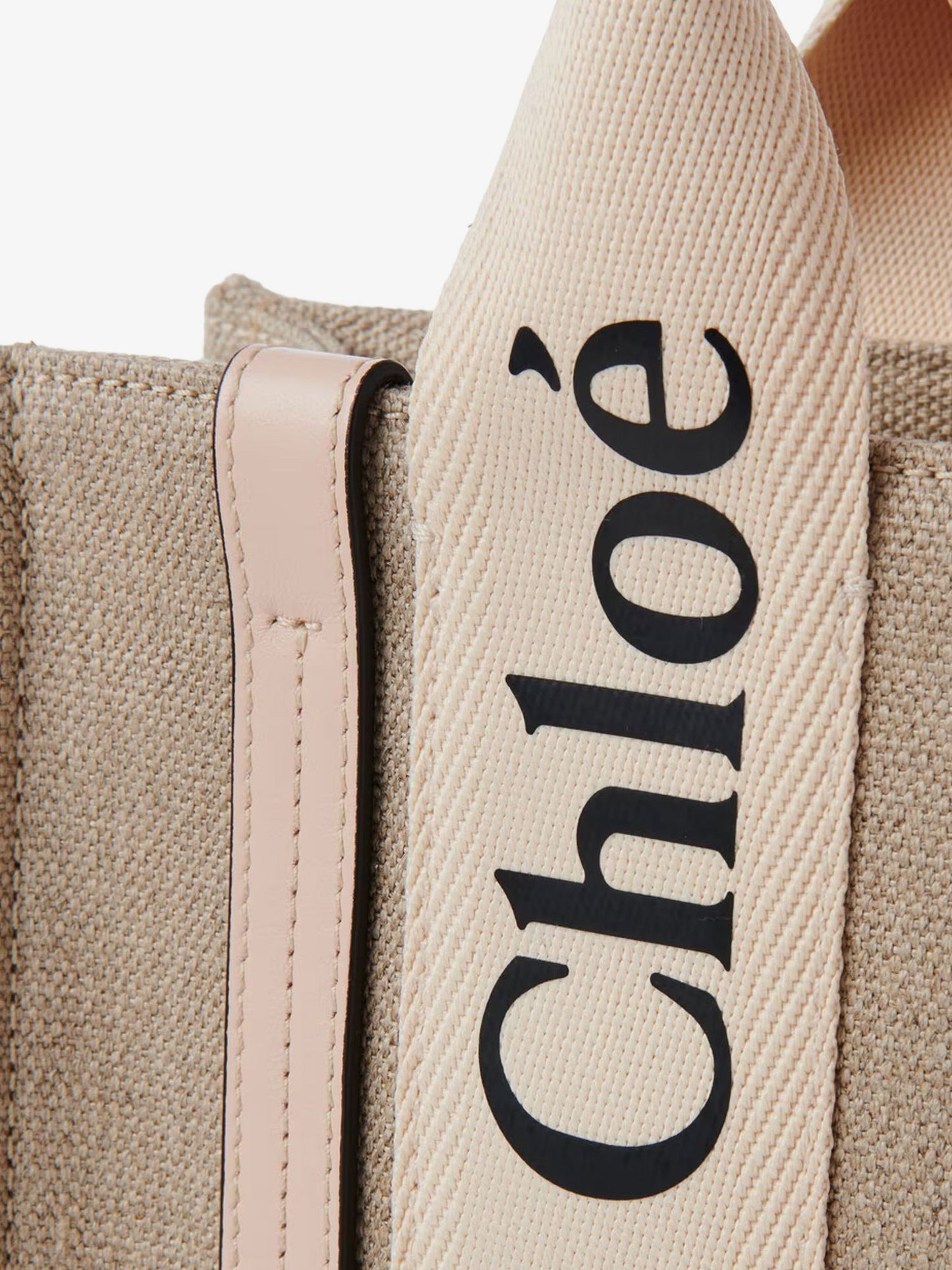 Woody linen and leather Tote Bag