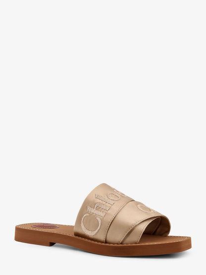 Woody satin sandals with embroidered logo thumbnail