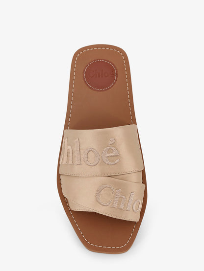 Woody satin sandals with embroidered logo thumbnail