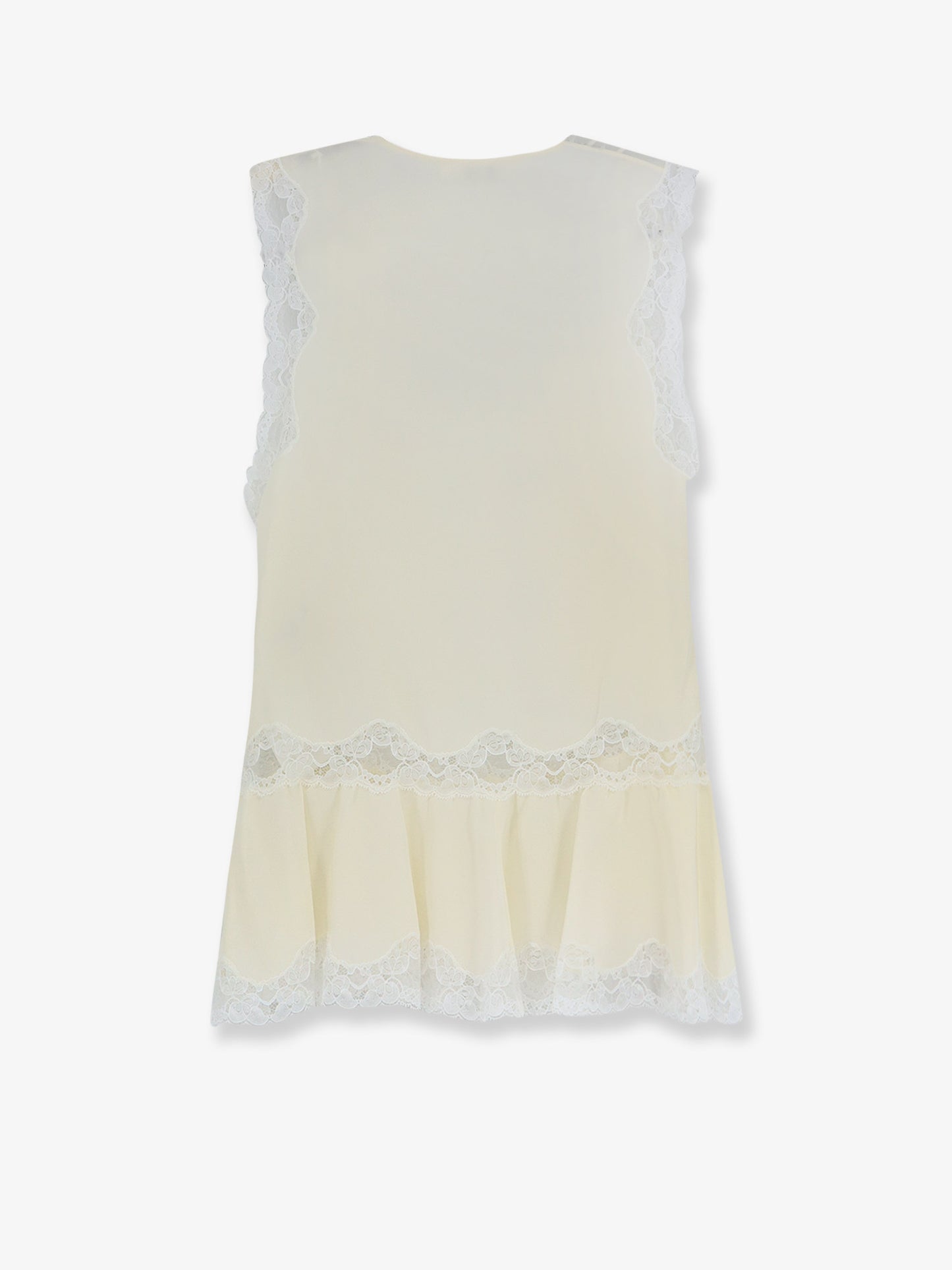 Silk top with lace inserts