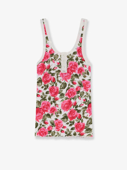 Cotton Henley tank top with all-over floral pattern thumbnail