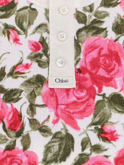 Cotton Henley tank top with all-over floral pattern thumbnail