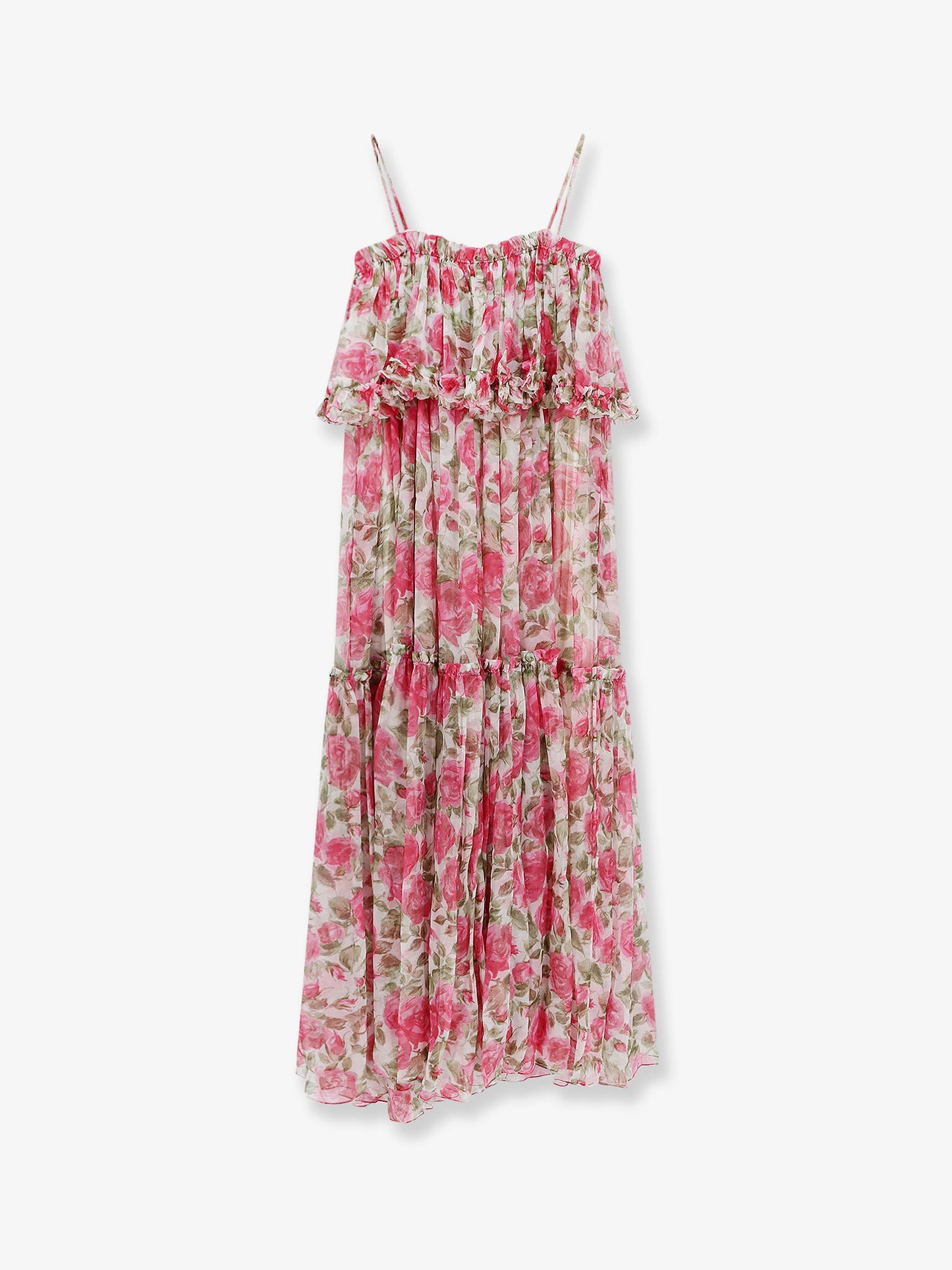 Vestito lungo in seta con stampa floreale
