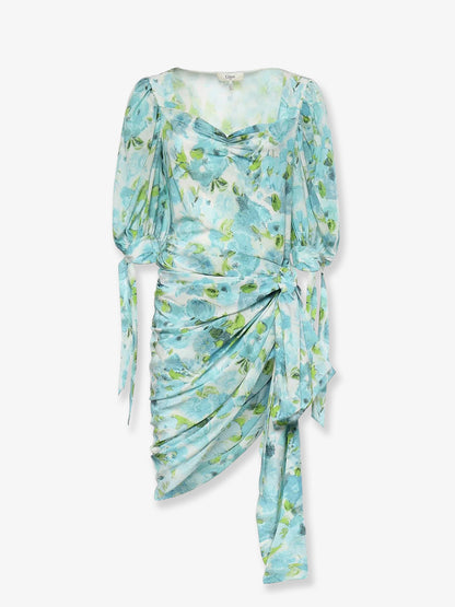 Silk dress with multicolor floral print thumbnail