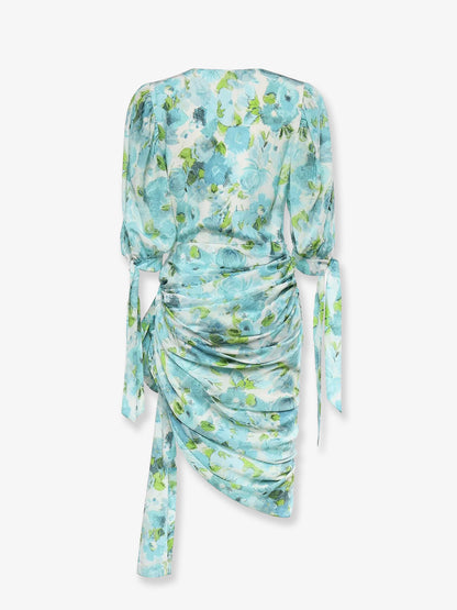 Silk dress with multicolor floral print thumbnail