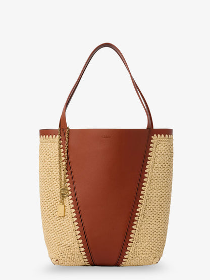 Chloé Spin leather and raffia shoulder bag thumbnail