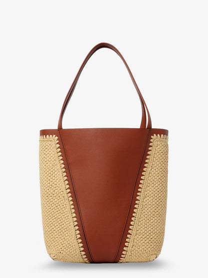 Chloé Spin leather and raffia shoulder bag thumbnail