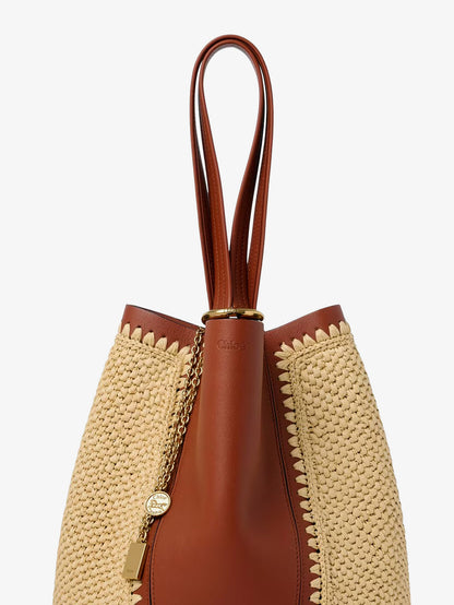 Chloé Spin leather and raffia shoulder bag thumbnail