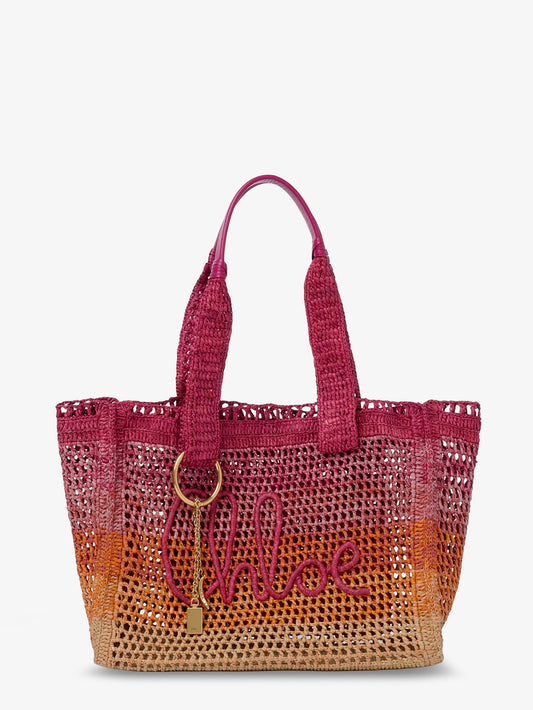Borsa a spalla East-West Summer Banana in rafia multicolor