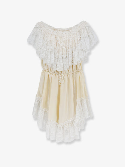 Silk jumpsuit with lace ruffles thumbnail