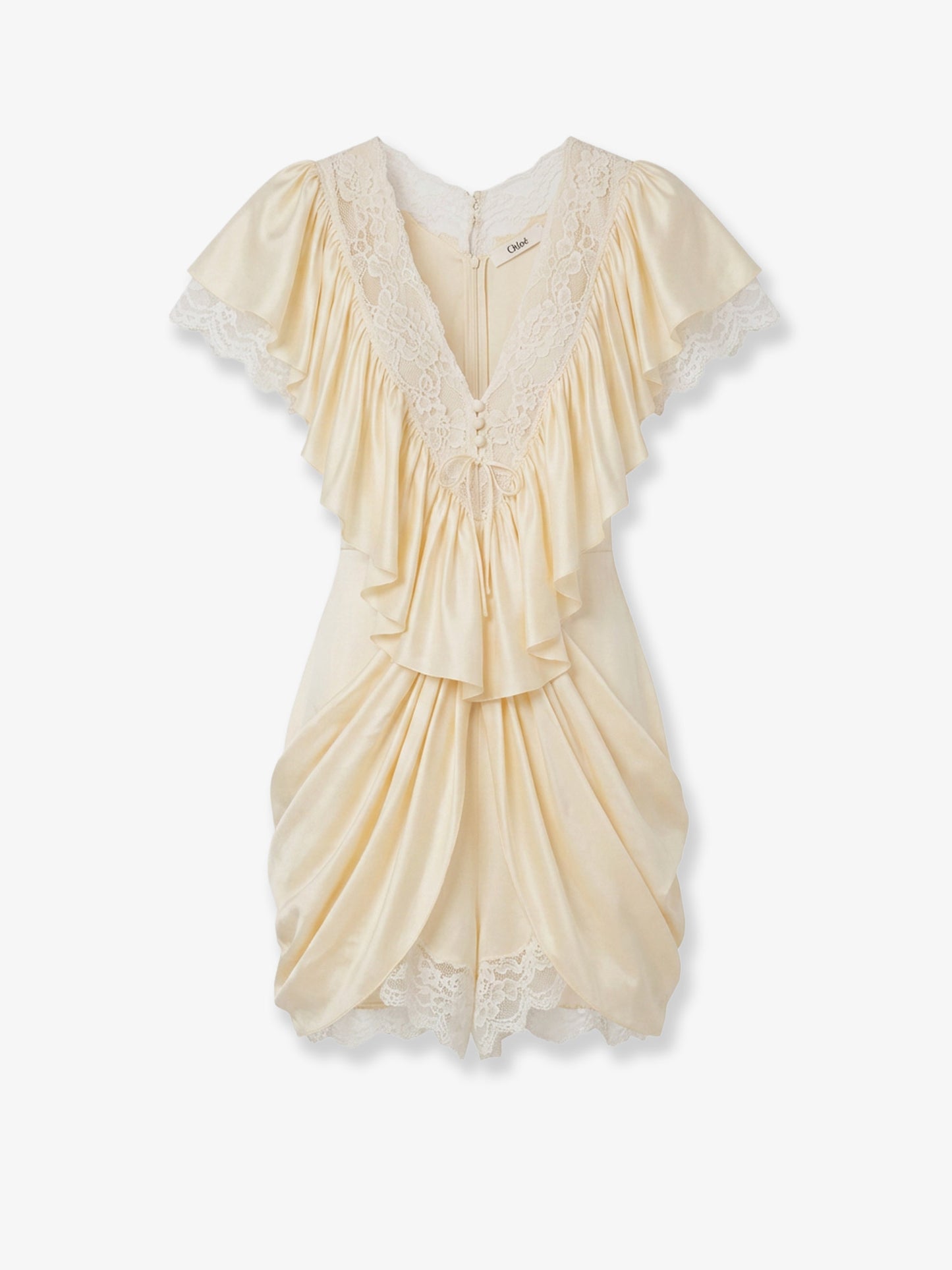 Silk jumpsuit with lace details