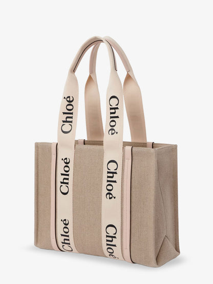 Woody linen shoulder bag with leather inserts thumbnail