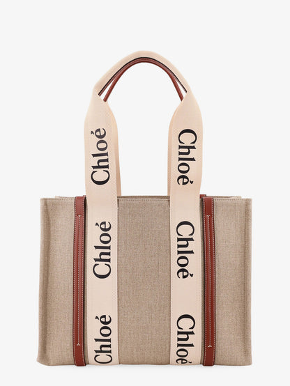 Woody linen shoulder bag with logo lettering on the front thumbnail