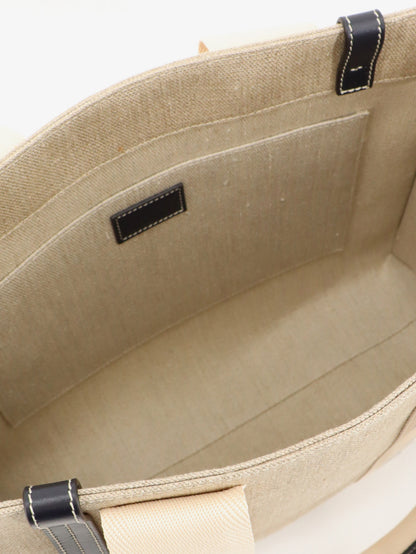 Woody linen shoulder bag with front lettering logo thumbnail