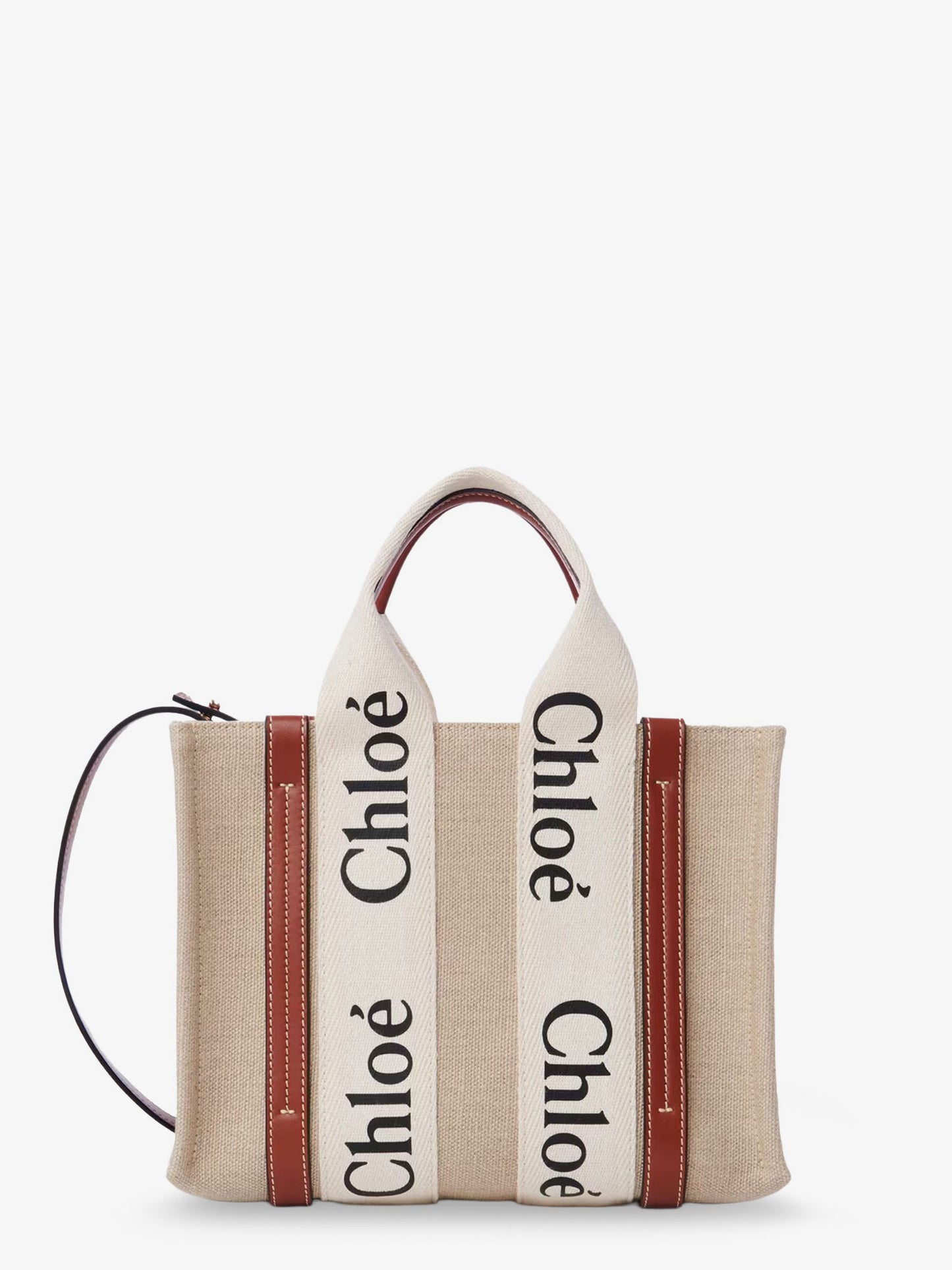 Woody linen and leather Tote Bag