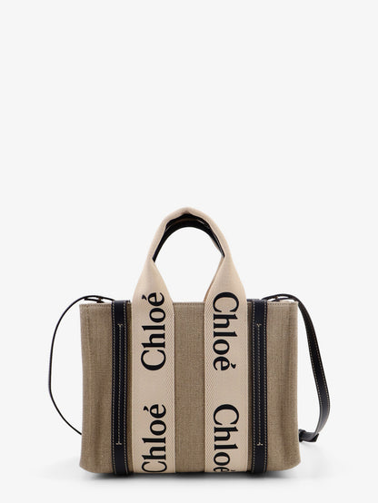 Borsa a tracolla Woody in tela di lino e pelle thumbnail