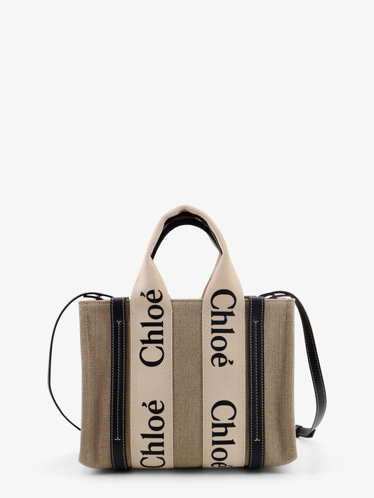 Woody linen canvas and leather crossbody bag