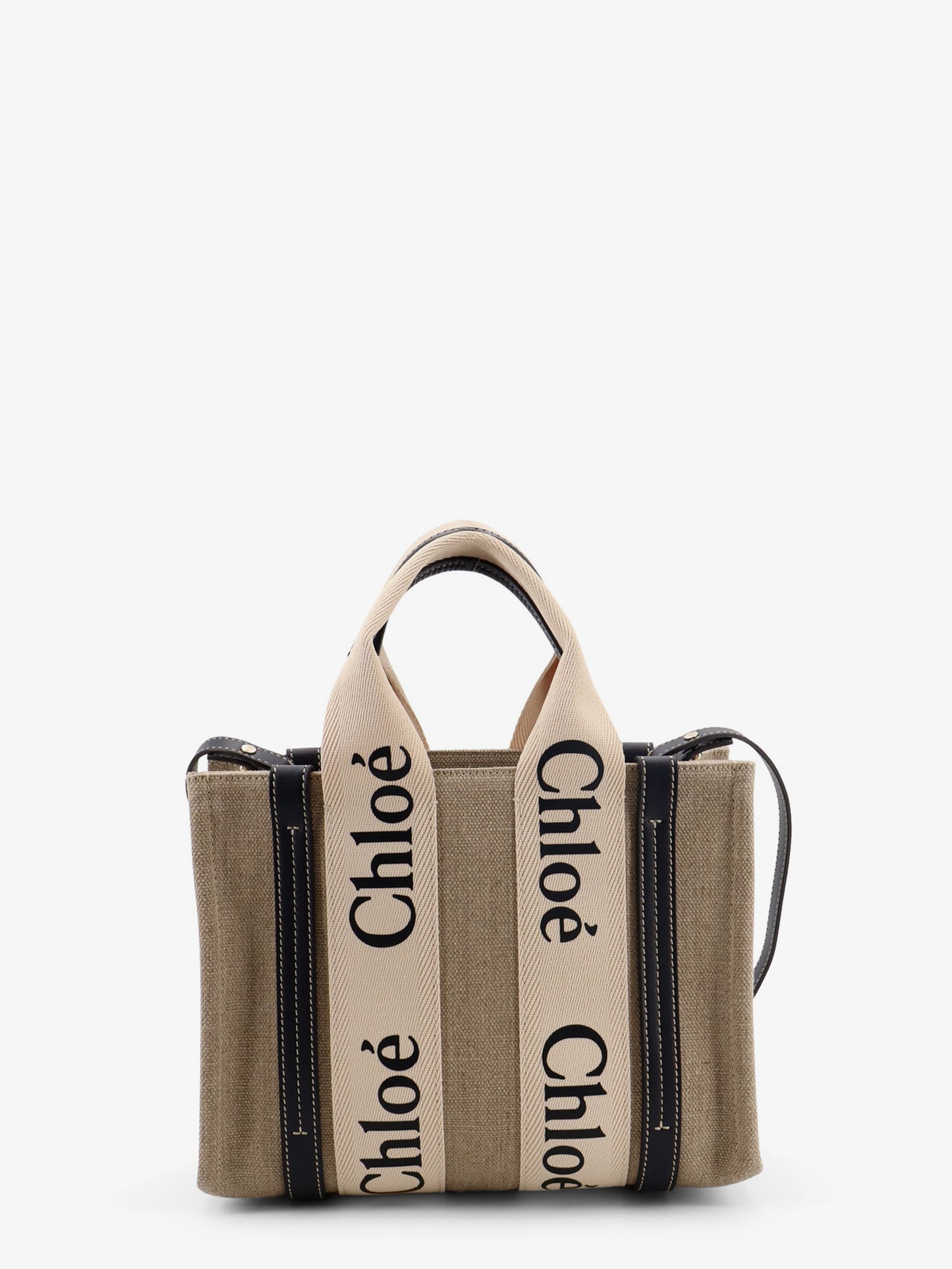 Borsa a tracolla Woody in tela di lino e pelle