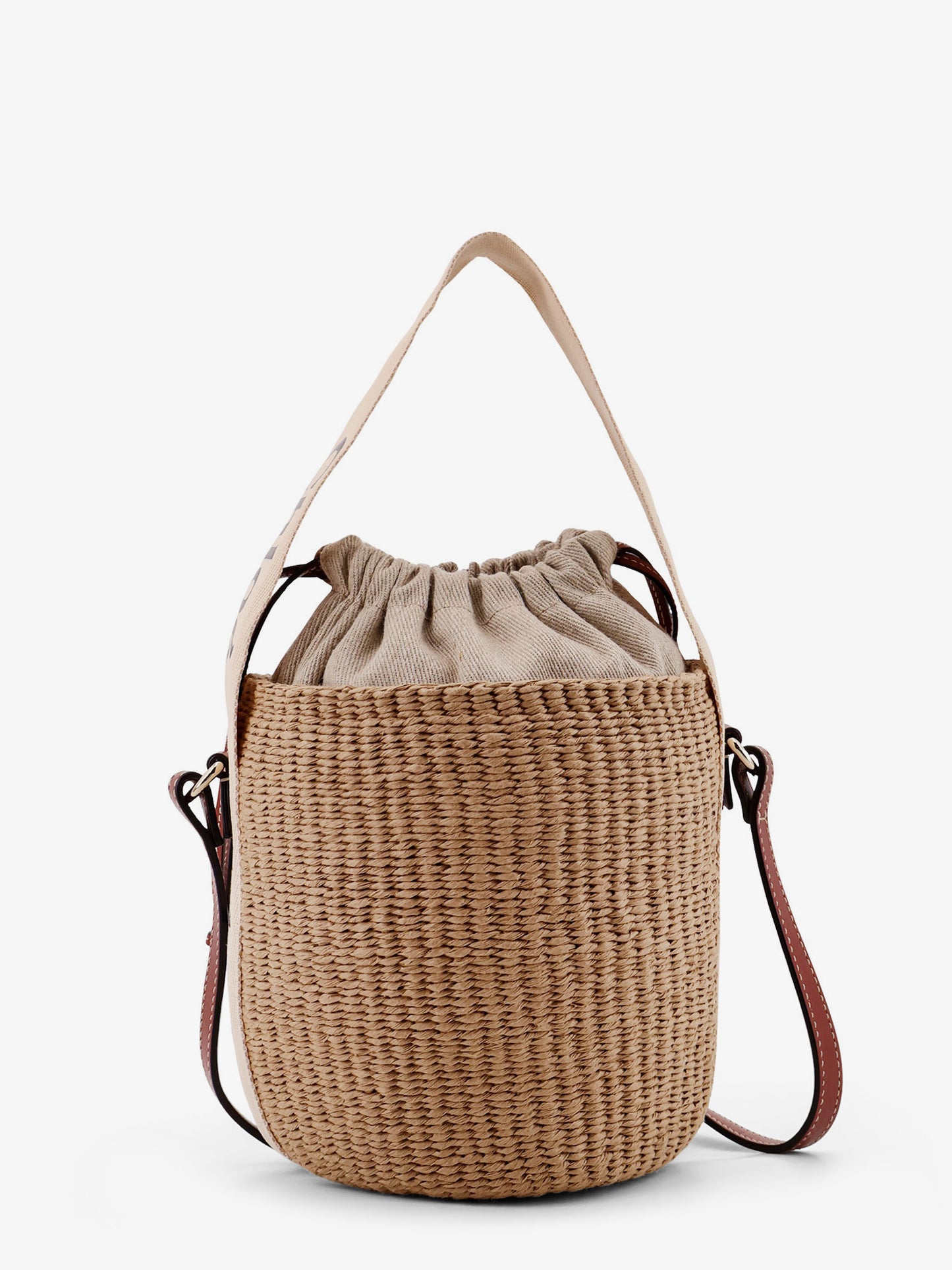 Woody raffia bucket bag