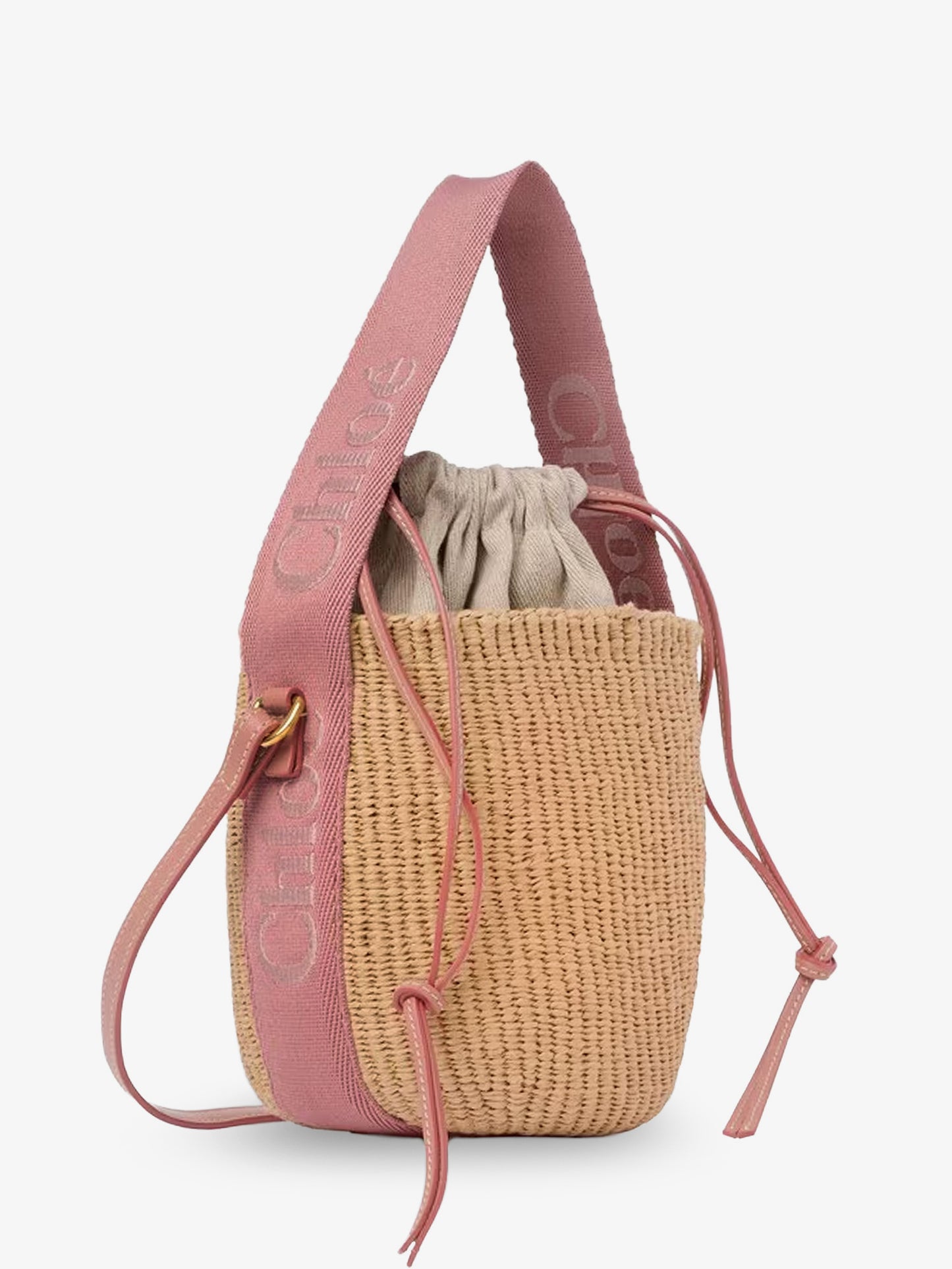 Borsa a secchiello Woody in rafia