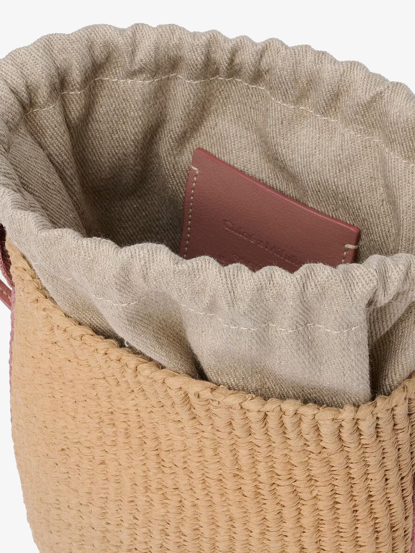 Borsa a secchiello Woody in rafia