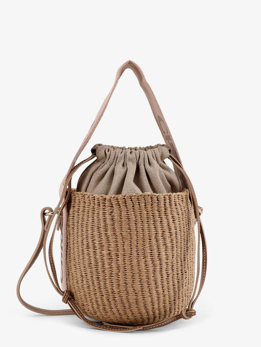 Woody raffia bucket bag