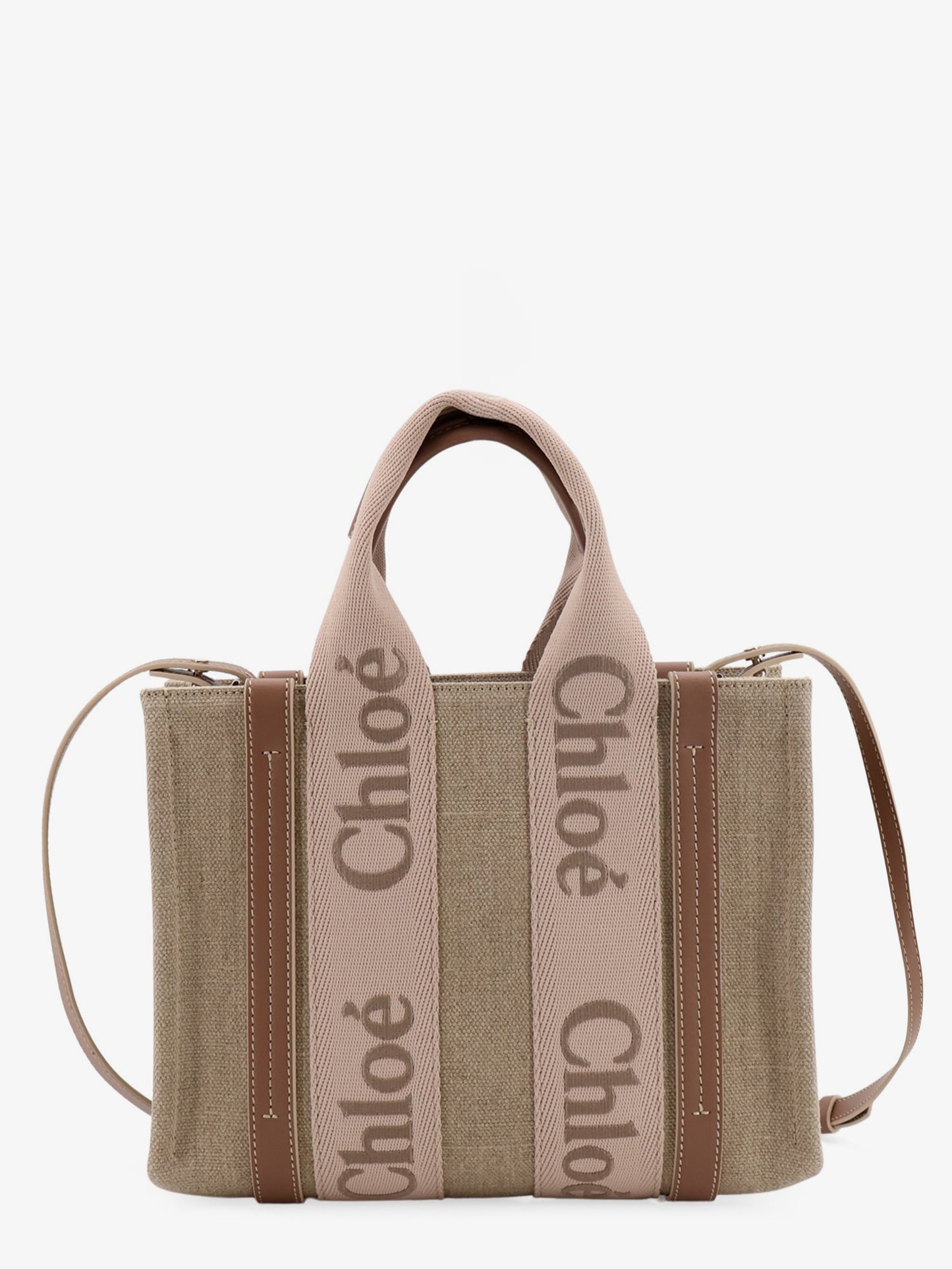 Tote bag Woody in tela di lino e pelle