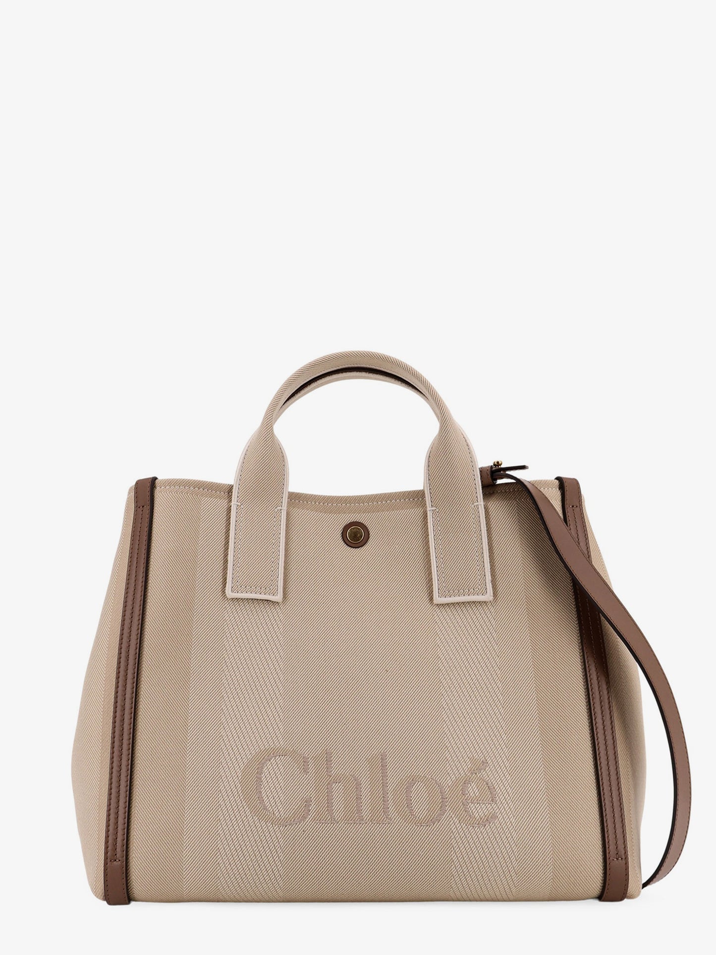 Striped jacquard fabricChloé Carry crossbody bag with oversized logo on the front