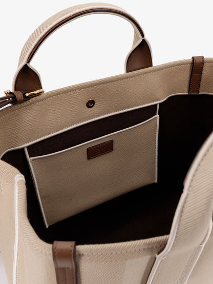 Striped jacquard fabricChloé Carry crossbody bag with oversized logo on the front thumbnail